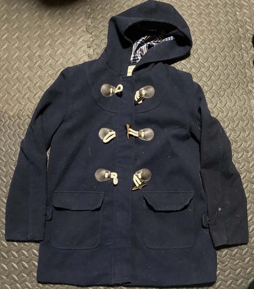 Eswallow Blue Wool Duffle Coat with Hood and Toggle Closure